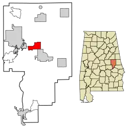Location of Jacksons' Gap in Tallapoosa County, Alabama.