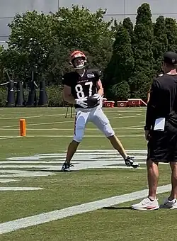 Tanner Hudson at Cincinnati Bengals training camp in August 2025