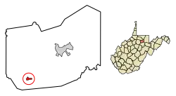 Location of Flemington in Taylor County, West Virginia.