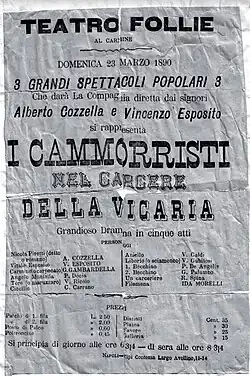 Poster for the play "I Cammorristi nel Carcere della Vicaria"