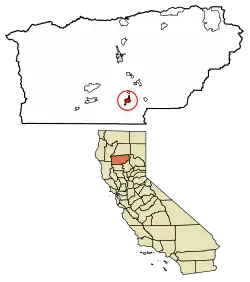 Location of Corning in Tehama County, California