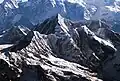 Aerial view of south aspect of double-summit Likhu Chuli, with Tengi Ragi Tau centered behind.