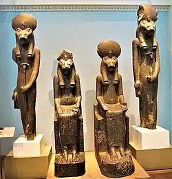 Several statues on display at the British Museum