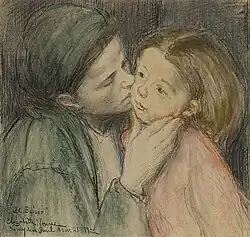 The Kiss (Le Baiser), c. 1906, pastel and charcoal on paper, mounted on board. Clark Art Institute.
