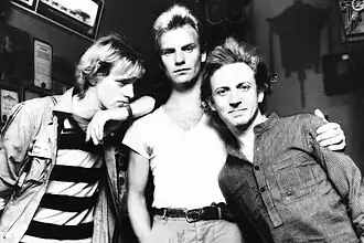 The Police in 1979, left to right: Stewart Copeland, Sting, Andy Summers