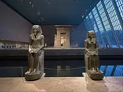 The Temple of Dendur and Egyptian sculptures hosted in Gallery 131.