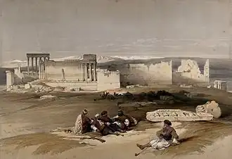 The ancient city of Baalbec. Coloured lithograph in The Holy Land, Syria, Idumea, Arabia, Egypt, and Nubia, after painting by David Roberts