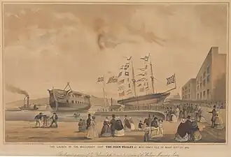 The launch of the Missionary ship the John Wesley at West Cowes, Isle of Wight, 23 September 1846
