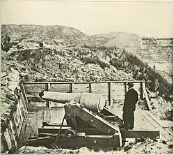 Cannon with muzzle shot away