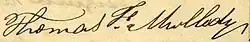 Signature of Thomas F. Mulledy on the articles of agreement for the 1838 slave sale