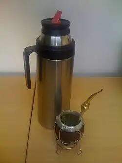 Image 20The invigorating yerba mate in its gourd with thermos. It is a fixture in Uruguayan daily life. (from Culture of Uruguay)