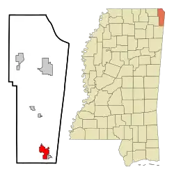 Location of Belmont, Mississippi