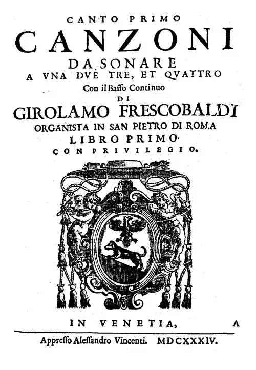 Title page of the Canto Primo part of the Alessandro Vincenti edition, Venice 1634