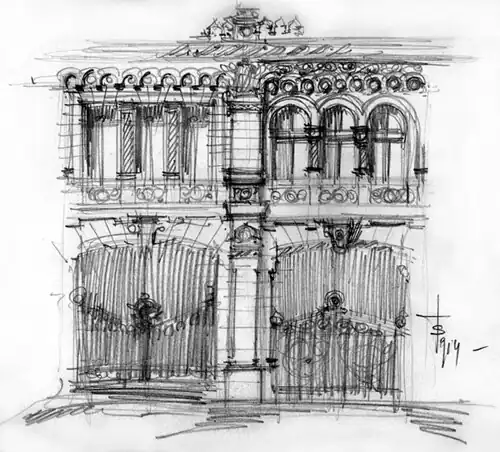 Facade sketch. Extract from the Toma T. Socolescu's sketches notebook.