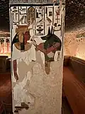 Nefertari being approached by Anubis, pillar in the burial chamber