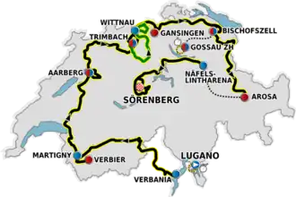 The route of the 2012 Tour de Suisse