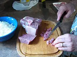 Preparation of the meat.