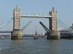 Tower Bridge opening during the day