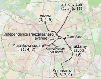 The Minsk tram network in 2018