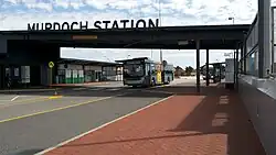 Bus road on bridge over freeway