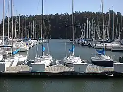 Treasure Island Marina on the island's south shore