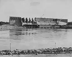 Afobaka Dam under construction in 1963. Finished 1984