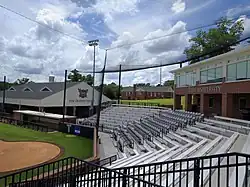 View of The Dodds Center, grandstand, and press box