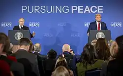 Putin and Trump addressing the media