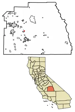 Location of El Rancho in Tulare County, California.