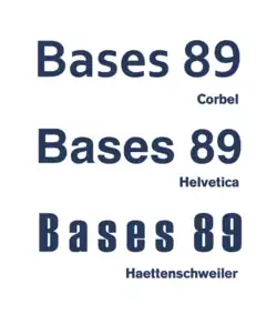 Images of the typefaces Corbel, Helvetica and Haettenschweiler.