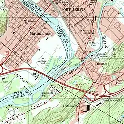 Topographic map showing state boundaries