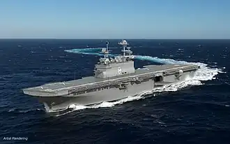 Artist's rendering of USS&nbsp;Bougainville&nbsp;(LHA-8), an America-class amphibious assault ship currently under construction