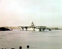 Hornet leaving Pearl Harbor in March 1944