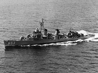 USS Knapp (DD-653) underway in 1955