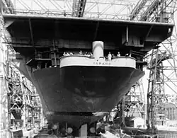 Tarawa under construction at Norfolk Navy Yard in 1945
