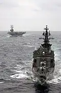 Haruna and USS Ronald Reagan underway on 18 March 2007