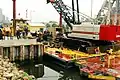US Army Corps of Engineers Link-Belt crawler crane on US Navy docks