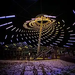 The U.S. Pavilion on New Year's Eve 2019 featuring the new light blades.