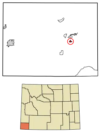 Location of Mountain View in Uinta County, Wyoming.