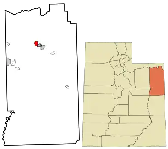 Location in Uintah County and the state of Utah