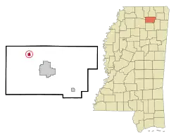 Location of Myrtle, Mississippi