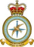 Heraldic badge of the United Kingdom Mobile Air Movements Squadron RAF.