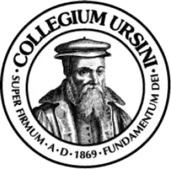 Ursinus College seal, featuring Zacharias Ursinus for whom the college was named