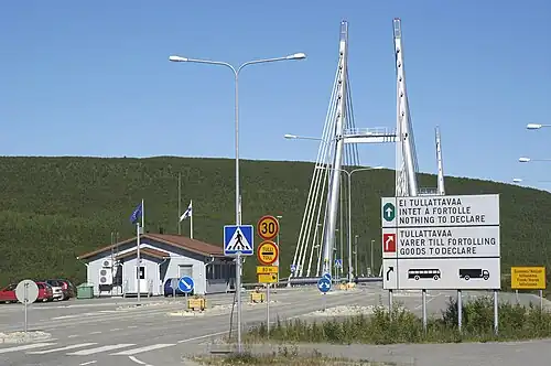 Utsjoki, the national border between Finland and Norway, with Sami Bridge