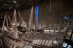 Vasa, top deck and port side, seen from above.