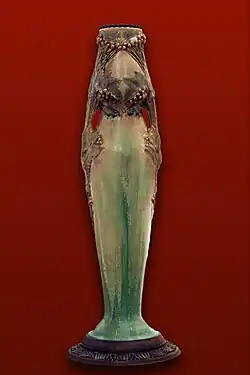 Stoneware vase with bronze base, 1913, Joseph Mougin