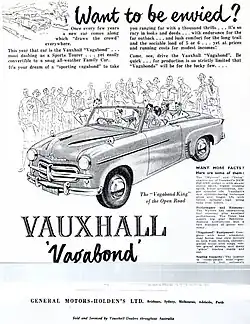 1953 ad for a Vauxhall Vagabond car, opening with the question "Want to be envied?"
