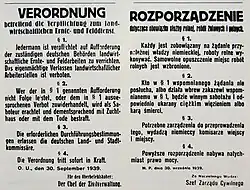 Notice of death penalty for Poles refusing to work during harvest