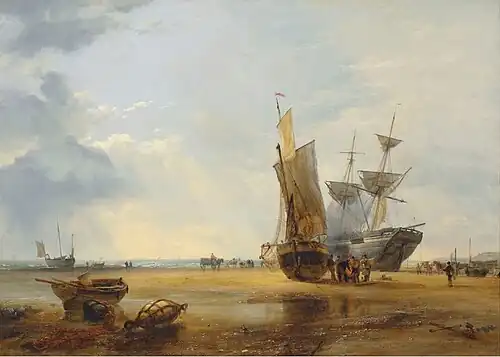 Vessels on the Sands at Hastings, 1837