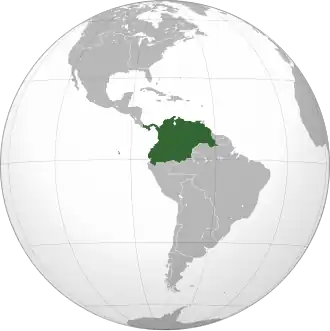 Viceroyalty of New Granada at its largest extent, 1739–1777